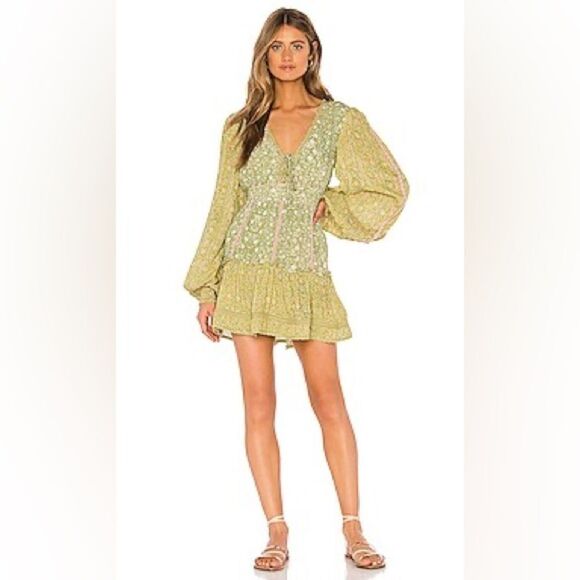 HEMANT AND NANDITA Mira Mini Dress in Green Size XS - Picture 1 of 8